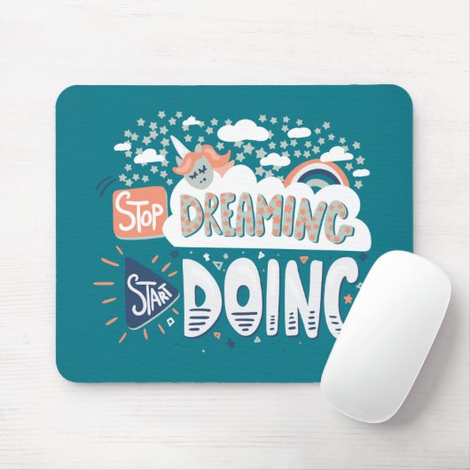 夢ストップ見、暗いターコイズを開始 マウスパッド (マウス)