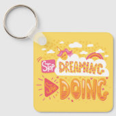 夢ストップ見、黄色の金属淡い色のの実行を開始 キーホルダー (正面)