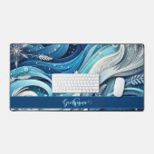 夢パーソナライズされたのような青と霜の降りた冬の渦巻き デスクマット (キーボード&マウス)