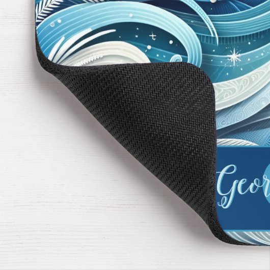 夢パーソナライズされたのような青と霜の降りた冬の渦巻き マウスパッド (コーナー)