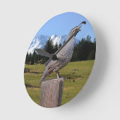 夢ポイントのウズラ ラウンド壁時計 (傾斜)