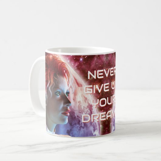 夢与えを持つな。美しい女の子宇宙 コーヒーマグカップ (正面左)