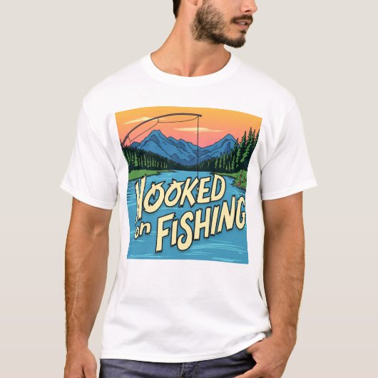 夢中になっている魚釣り Tシャツ (正面)
