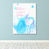 夢信じの中でのユニコーン キャンバスプリント (インサイチュ (ウッドフロア))