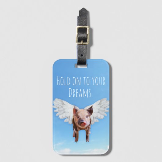 夢信じの中で豚がおもしろい飛ぶ ラゲッジタグ (正面縦)