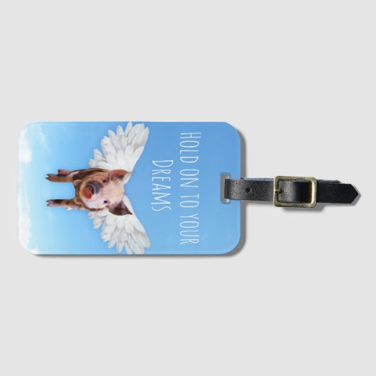 夢信じの中で豚がおもしろい飛ぶ ラゲッジタグ (正面横)