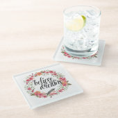 夢信じの中で鳥ピンクのフローラ ガラスコースター (アングル)