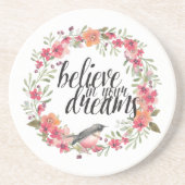 夢信じの中で鳥ピンクのフローラ コースター (正面)