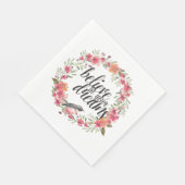 夢信じの中で鳥ピンクのフローラ スタンダードランチョンナプキン (角)