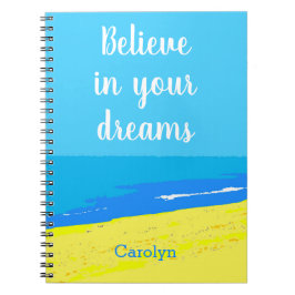 夢信じの中で，熱帯ビーチ，あなたの名前 ノートブック