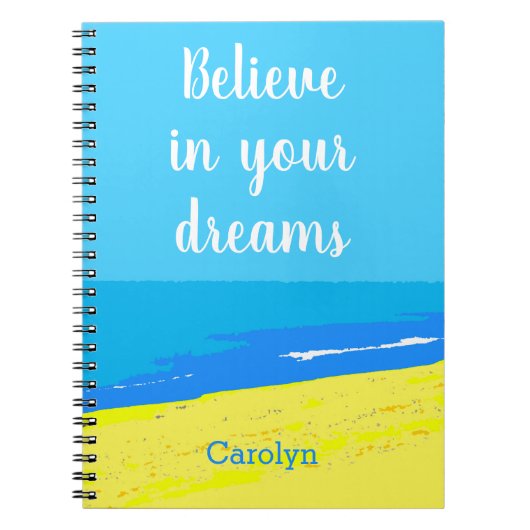 夢信じの中で，熱帯ビーチ，あなたの名前 ノートブック (正面)