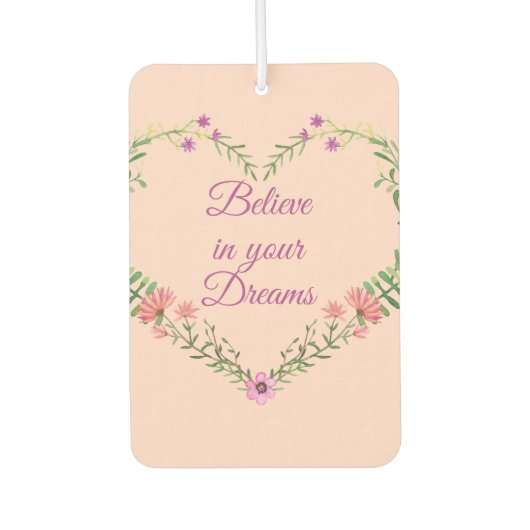 夢信じの中 – 両面フローラハート カーエアーフレッシュナー (正面)