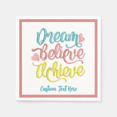 夢信じの成果感動的やる気を起こさせる スタンダードカクテルナプキン (正面)