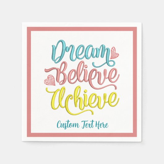 夢信じの成果感動的やる気を起こさせる スタンダードカクテルナプキン (正面)