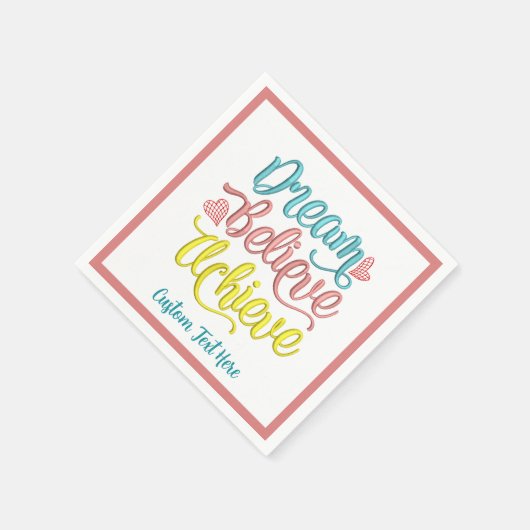 夢信じの成果感動的やる気を起こさせる スタンダードカクテルナプキン (角)