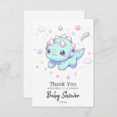 夢威厳のある見の恐竜の赤ちゃんシャワー サンキューカード (正面/裏面)