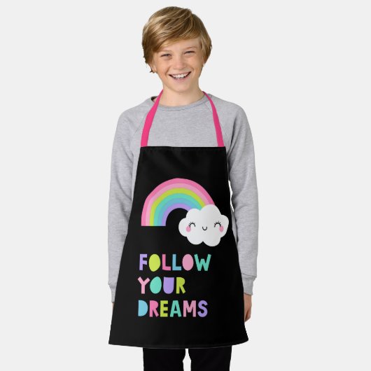 夢後を追にかわいい虹の雲 エプロン (着用した状態)
