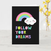 夢後を追にかわいい虹の雲 カード (黄色い花)