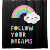 夢後を追にかわいい虹の雲 シャワーカーテン (正面)