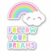 夢後を追にかわいい虹の雲 シール (正面)