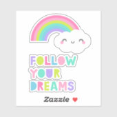 夢後を追にかわいい虹の雲 シール (シート)