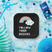 夢後を追にかわいい虹の雲 ペーパープレート (パーティー)