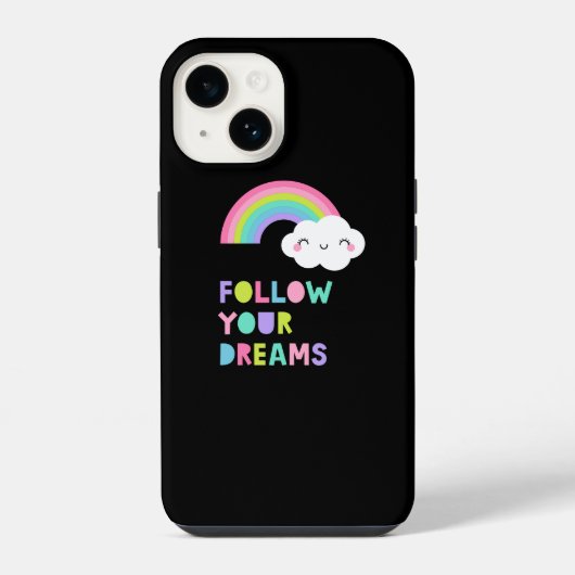 夢後を追にかわいい虹の雲 iPhoneケース (裏面)