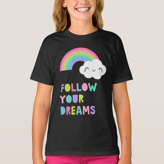 夢後を追にかわいい虹の雲 Tシャツ (正面)