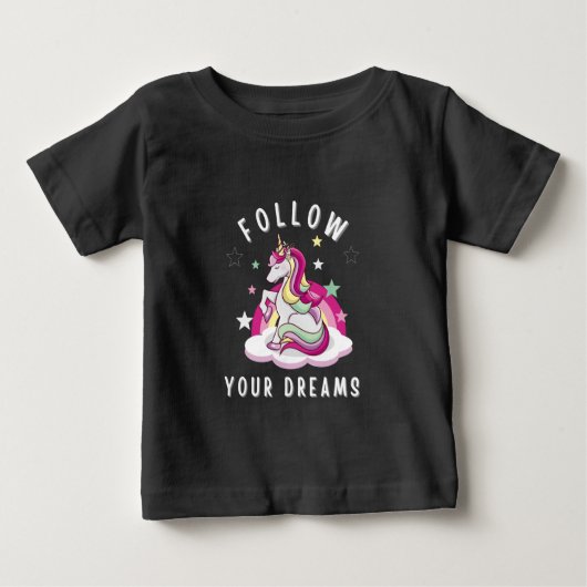 夢後を追のユニコーン誕生日Tシャツ ベビーTシャツ (正面)