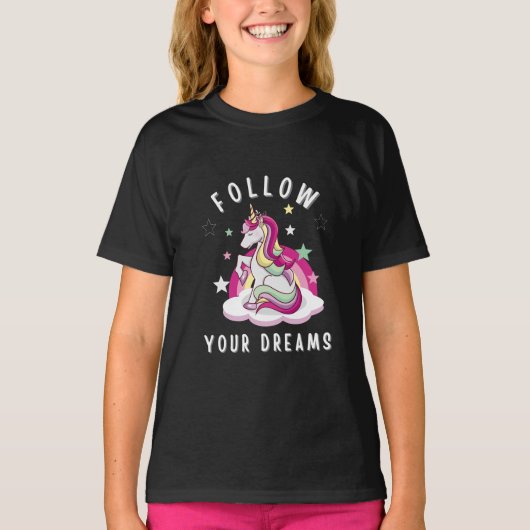 夢後を追のユニコーン誕生日Tシャツ Tシャツ (正面)