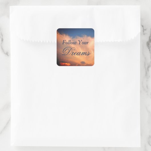 夢後を追の空と雲の写真のモチベーション スクエアシール (バッグ)