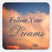 夢後を追の空と雲の写真のモチベーション スクエアシール (正面)