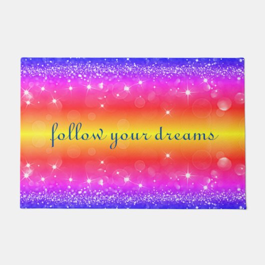 夢後を追の虹の輝くドアマット ドアマット (正面)