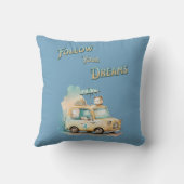 夢後を追は可愛い小さな車の水色ブルー クッション (裏面)