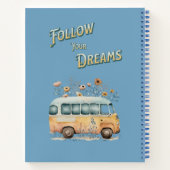 夢後を追は可愛い小さな車の水色ブルー ノートブック (裏面)