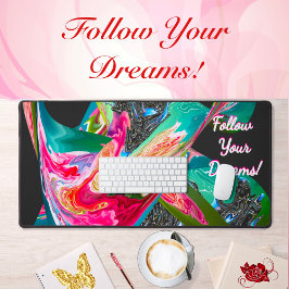 夢後を追を！モチベーション液化抽象芸術 デスクマット