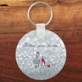 夢後を追、キラキラ、ヒール、ヴィオリン鍵 キーホルダー (正面)