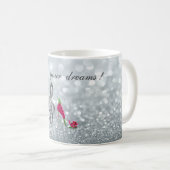夢後を追、キラキラ、ヒール、ヴィオリン鍵 コーヒーマグカップ (正面右)
