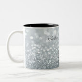 夢後を追、キラキラ、ヒール、ヴィオリン鍵 ツートーンマグカップ (左)