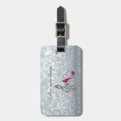 夢後を追、キラキラ、ヒール、ヴィオリン鍵 ラゲッジタグ (正面縦)