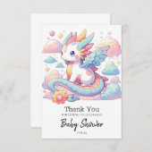 夢心地かわいいドラゴンベビーシャワー サンキューカード (正面/裏面)