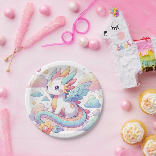 夢心地かわいいドラゴンベビーシャワー ペーパープレート (パーティー)