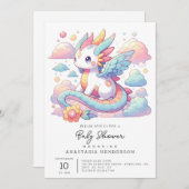 夢心地かわいいドラゴンベビーシャワー 招待状 (正面/裏面)