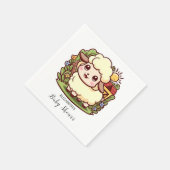 夢心地かわいい羊の赤ちゃんシャワー スタンダードカクテルナプキン (角)