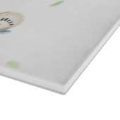 夢心地のフライトで蝶の青とクリーム カッティングボード (角)