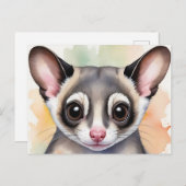 夢心地の水色にかわいいシュガーグライダー ポストカード (正面/裏面)