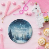 夢心地の雪色の冬の風景 ペーパープレート (パーティー)