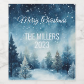 夢心地の雪色の冬の風景 ワインラベル (シングルラベル)