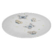 夢心地の飛行機切断で青とクリームの蝶 カッティングボード (角)