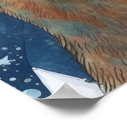 夢想家の星と縞模様がクマ ポスター (角)